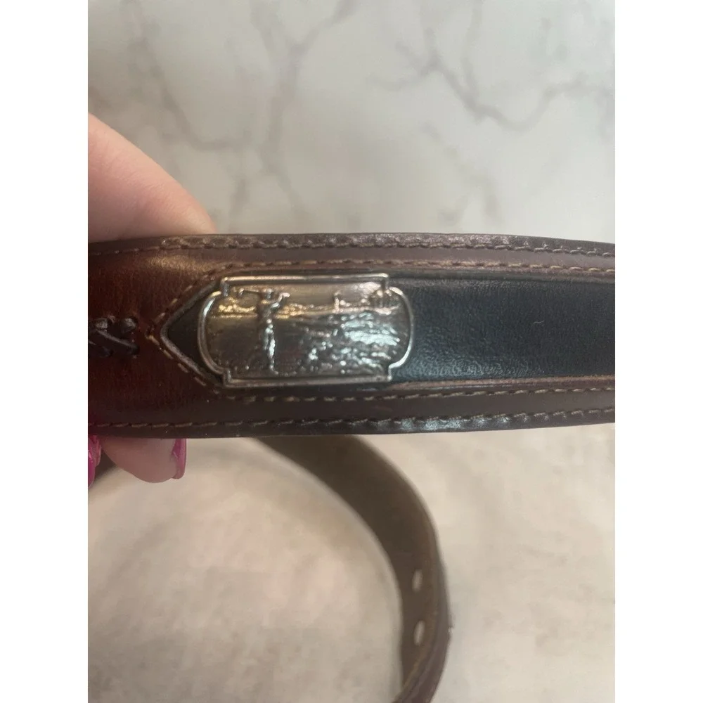 Men's Onyx by Brighton Golf Ornament Leather Belt Two-Tone Sz 42